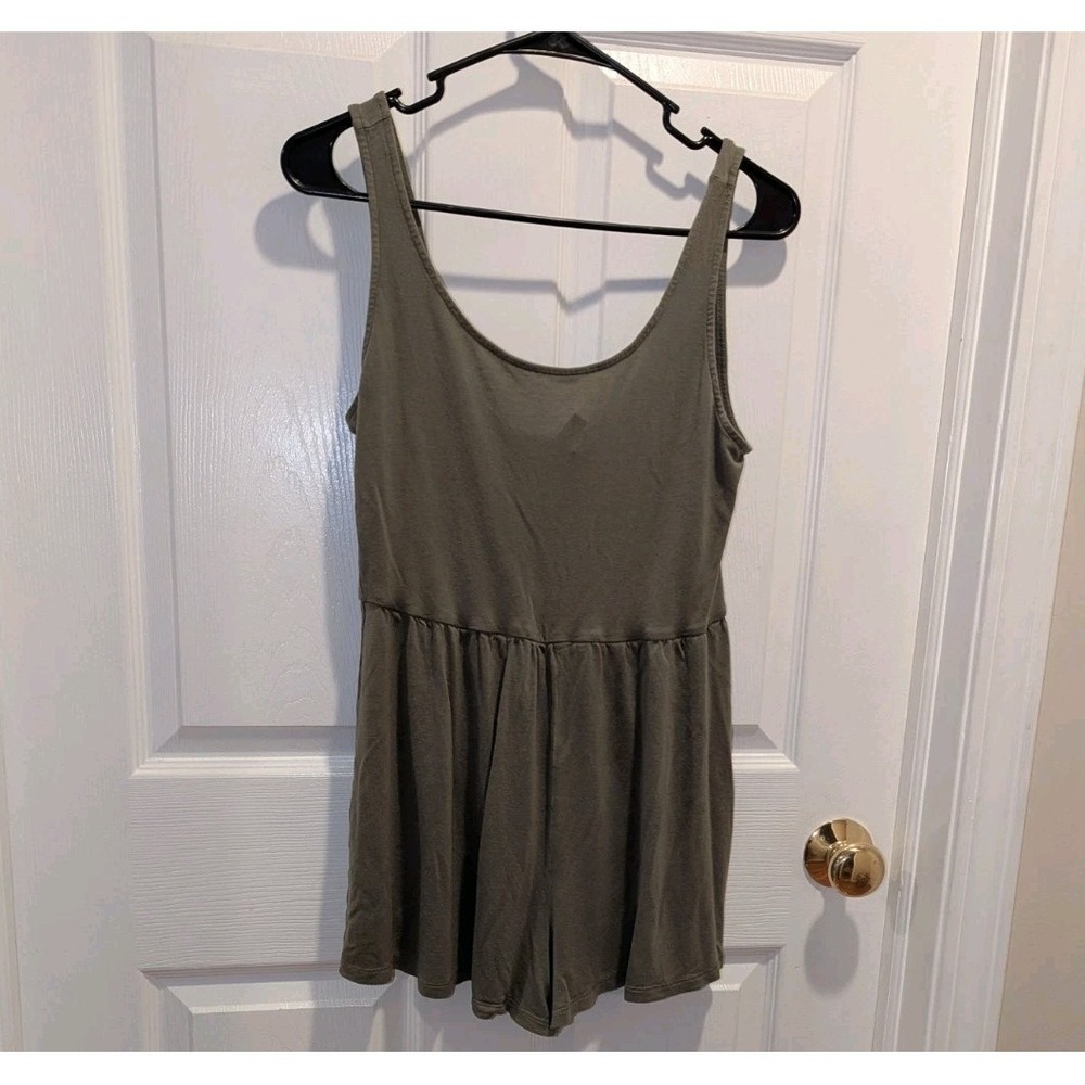 Cottagecore Olive Green Romper Flowy Babydoll Soft Grunge Festival Chic M
